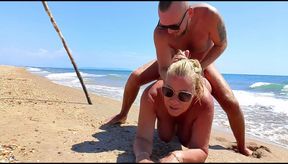 Riski Sex with Step Mom on the Beach