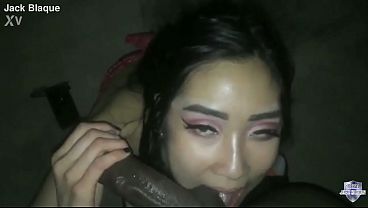 Eva Yi gives a public blowjob to a BBC