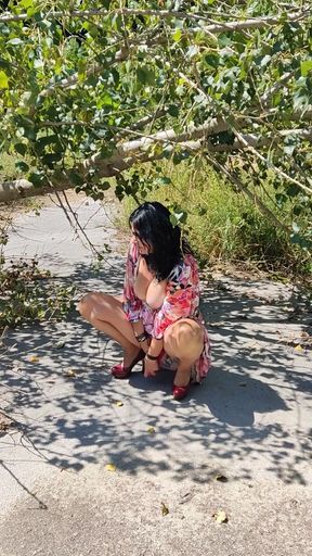 Iconic moment from &quot;50+ Mature Beauty masturbates outdoor&quot;