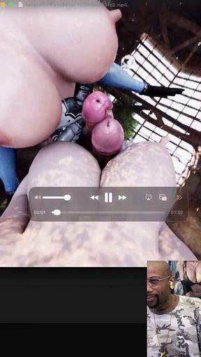 Transgender 2b Cock Rubs Another Transgender in the Rain Until They Cum at the Same Time