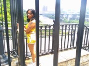 BEHIND THE GATES FENCE PUBLIC OUTSIDE SOLO FEMALE TEASE COSPLAY HONRY FEM SISSY