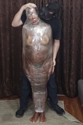 Luana Wrapped in Plastic Film. Tickling, Bastinado and Imposed Orgasms!
