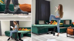 Cocky Chloe got caught in a glue trap by her boyfriend