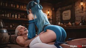 konosuba hentai ! aqua sucking cock for everyone in the taverni [ai]
