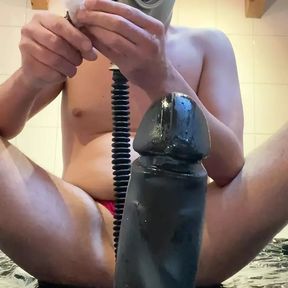 Small Dildo you n the ass with pp and gasmask