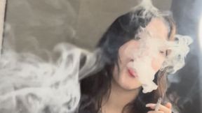 Mirror Seduction Smoke – BBW Plays with Huge Tits & Shows Cigarette to Camera