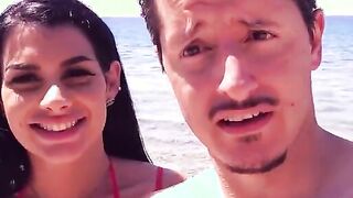 German couple 3-way pick up into holiday for bi beach