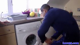 UK mature in stockings fucks and wanks repair man