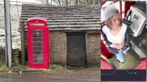 Cumming hard in public red telephone box with Lush remote controlled vibrator in English countryside