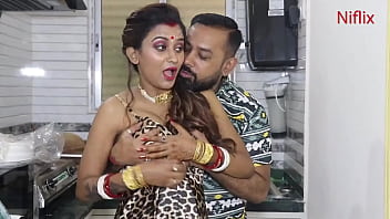 Young Newly Married Indian Wife Romantic Love Making In Kitchen