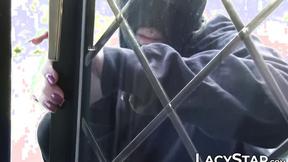 ”Grandmas muff tightened with big dildo used by lesbo babe”