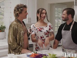 Delphine Films- April Olsen's Nasty Cooking Show Turns Into a Hot 3SOME