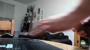 Hung guy jerking off with big load