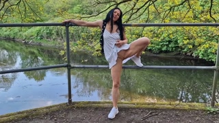 No panties in public park and pissing