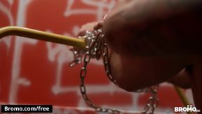 Man get himself two dick while on chained - StepBro