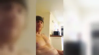 Muscular tattooed jock Johnny solo masturbation with big cock