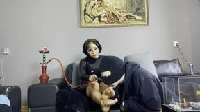 Arab Mistress Foot Worship in Latex Hijab