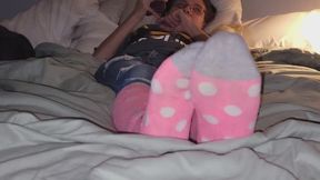 Chrissy pink polka dot sock play