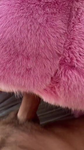 Sexy Pink Bunny in Fur Suit Get Fucked and Creampied! Fur Masturbation