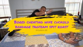 BDSM cuckold spit roast tagteam cheating wife milf hardcore raw fucking