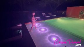 Carissa's early morning skinny dipping at the cabin pool-couldn't help myself!