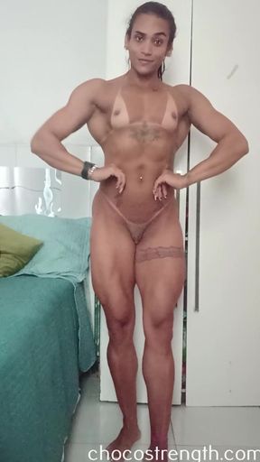 Ebony milf showing off her hard gained ass