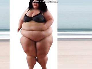 HEAVY Ebony Amazon SSBBW with rippling flesh everywhere (Solo, AI-Generated, M185 1)