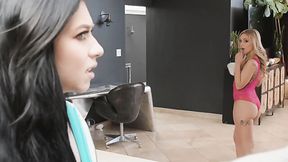 ”Irresistible blonde stepsis seducing the guy”