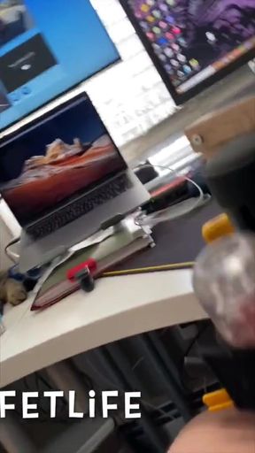 Powerful moment from "mFast cums with new handmade mount for The Handy."