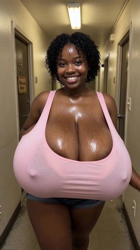 Ai generated Huge tits Natural tits Curly hair Titty drop Black