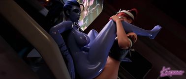 Widowmaker X Brigitte - Let's Replace That Dildo With My Cock