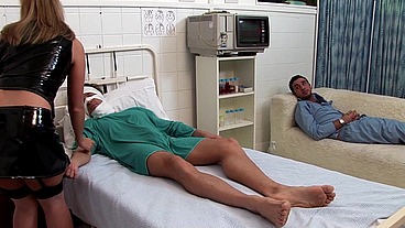 Amy Azurra and Kaia Kane Nurse Patient with Deep Suck and Fuck