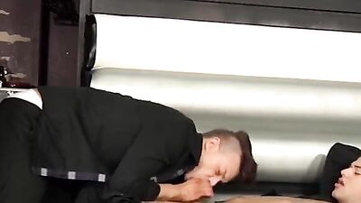 Tattooed blond homo cums after a hard ass pounding