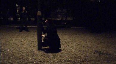 Sucking my dildo in the park waiting for someone to catch me