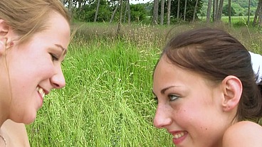 Rollerskating teens take a break to lick each others pussy and dildo fuck