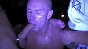 Bitch sucked and fucked by 2 big dicks