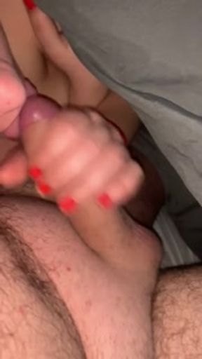 She is sucking me in a hostel with 2 other couples in the room