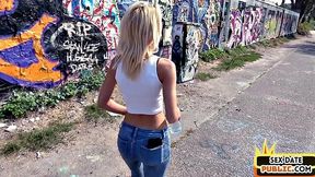 21yo blonde babe pounded outdoors