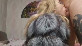 fur coat hard sloppy facefuck cum in throat