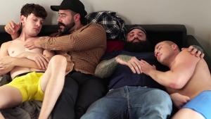 Twink Trade: Aiden Jacobs group sex on the couch