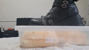 Crushing pineapples with boots