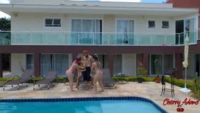 Cherry adams and her friends fuck the pool guy