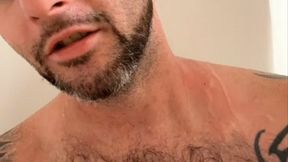 Uncut Hung Diego Shot at Home Shower Wank