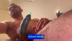 Big Cock Guy fucks Fleshlight for Massive Condom Cumshot Solo Session