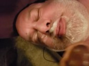 CUM FOUNTAIN!  BBC gives bear huge facial and he jerks off.
