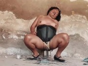 Tranny Performs Prostate Ejaculation Massaging Inside Her Ass With Bottle, Shemale Prostate Review