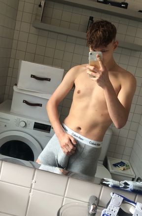 Cute boy jerks off in his ck underwear