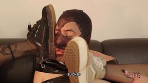 double domme smoking fetish: dirty sock gag & foot humiliation full