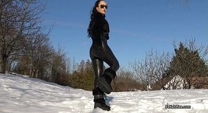 Furry Moon boots in the snow