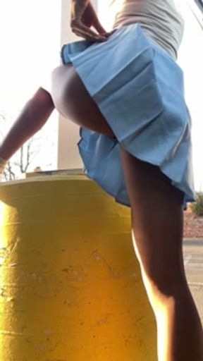 public upskirt pussy flashing and pissing while cars drive by